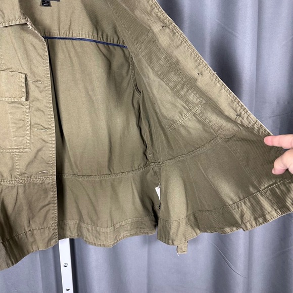 J. Crew Cropped Fatigue Jacket Olive Green Medium Peplum Casual No Belt - Picture 10 of 14